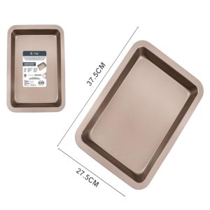 Set 2 Teglie da Forno Antiaderente, Acciaio al Carbonio 27,5 x 37,5 cm e 22,5 x 22,5 cm