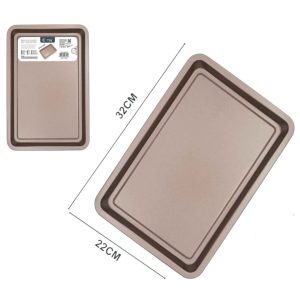 Set 2 Teglie bordo Basso da Forno Antiaderente, Acciaio al Carbonio 22 x 32 x 1,8 cm