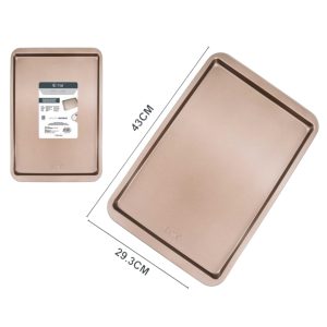 Set 2 Teglie bordo Basso da Forno Antiaderente, Acciaio al Carbonio 23,3 x 43 cm e 26,2 x 38 cm