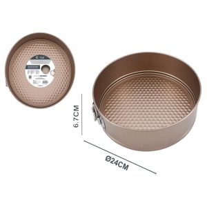 Set 2 Tortiere con cerniera apribile, da Forno Antiaderente, Acciaio al Carbonio D. 24 x 6,7 cm