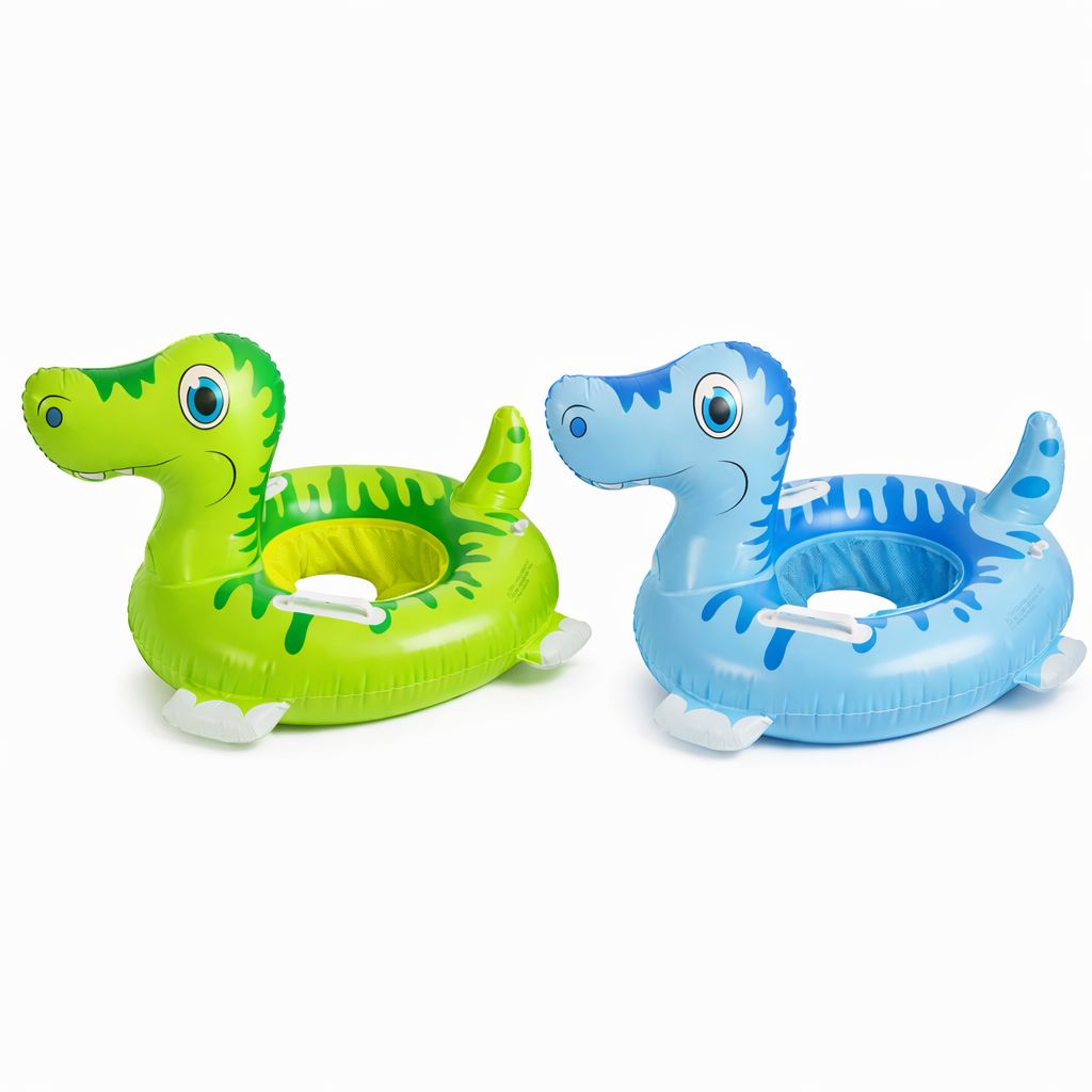003433 Salvagente Dinosauro Bambini con Maniglie e Mutandina - Gonfiabile Verde e Blu con Seduta - immagine 1
