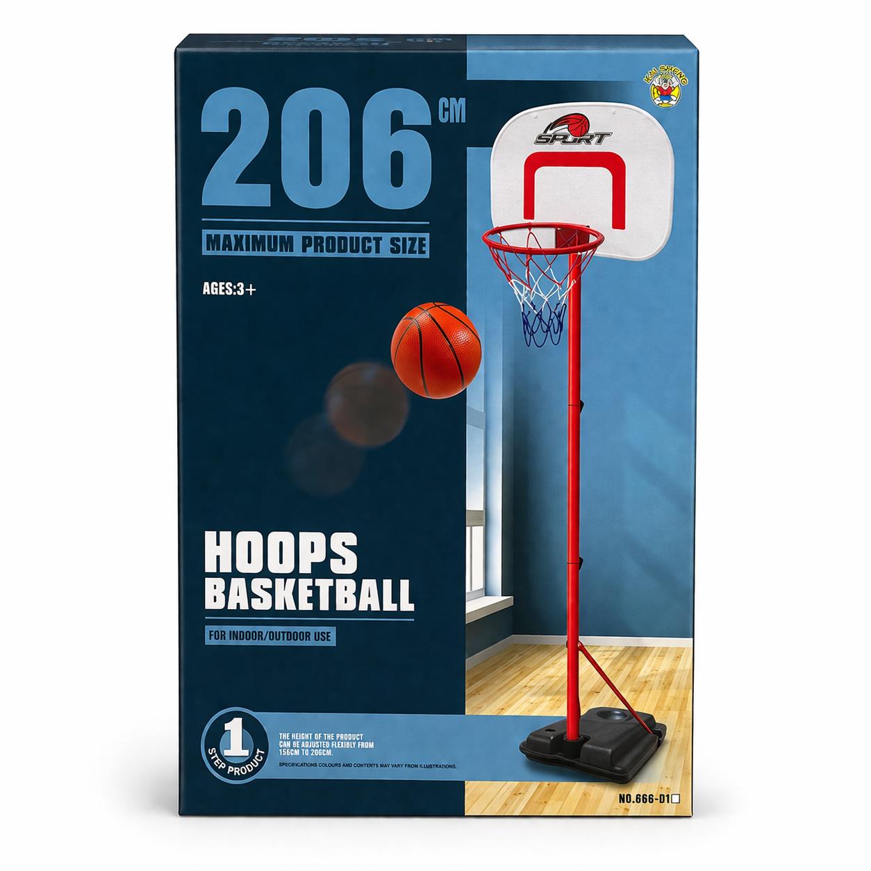 666-D1A Canestro Basket Regolabile 156-206 cm - immagine 1