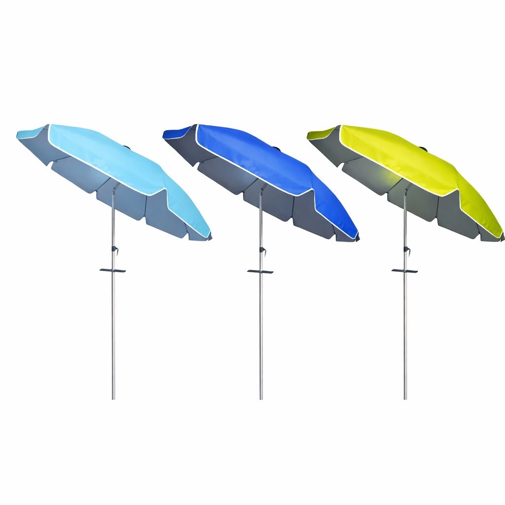 8001968007188 Ombrellone Mare Alluminio 220 cm Antivento con Protezione Solare - Palo 32 mm e Stecche Fiberglass 8 mm - immagine 1