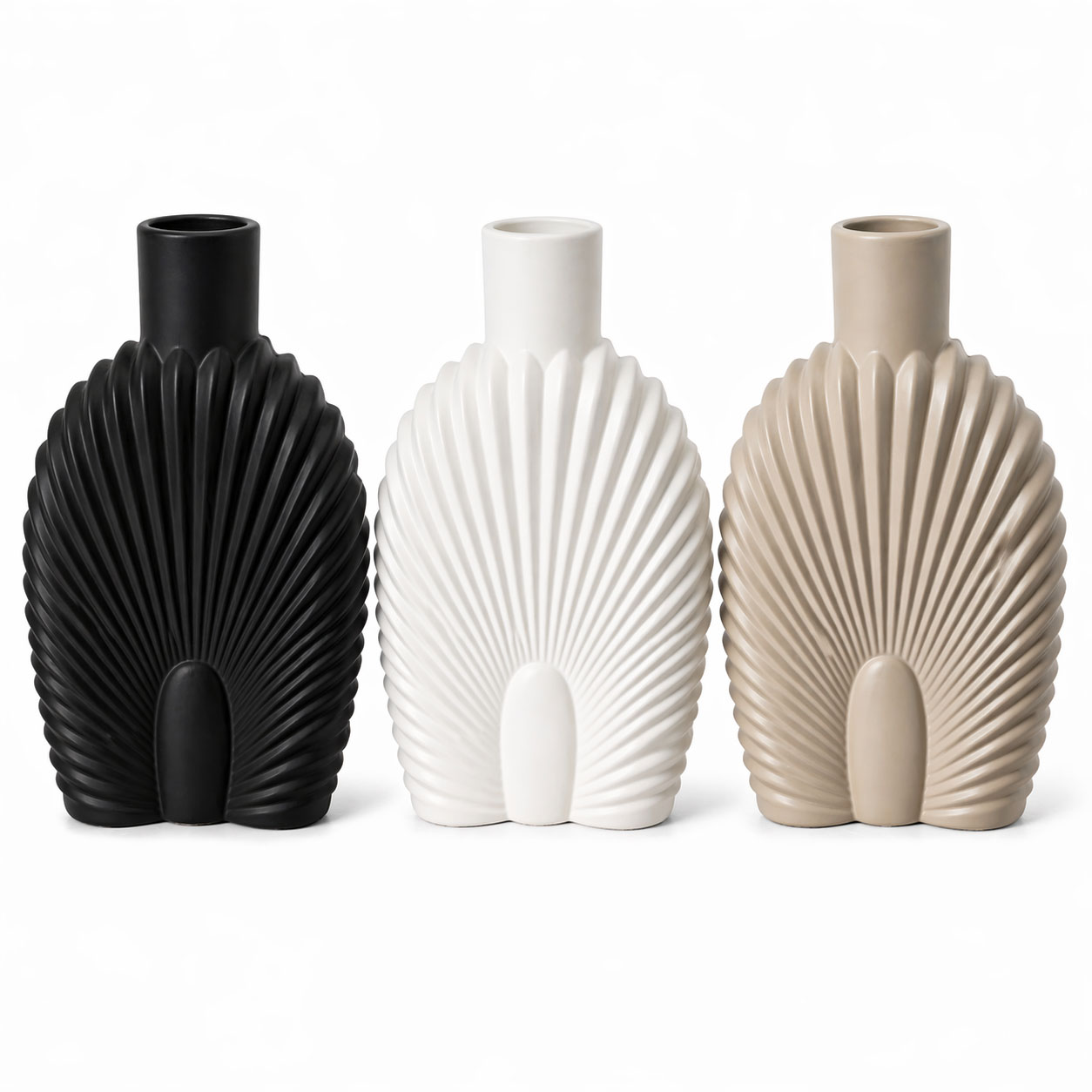 004812 Vaso Decorativo Ventaglio Moderno 30x19 cm - Design Scultura Elegante - immagine 1