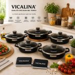 Tegame Antiaderente Vicalina con Coperchio - Effetto Pietra Induzione