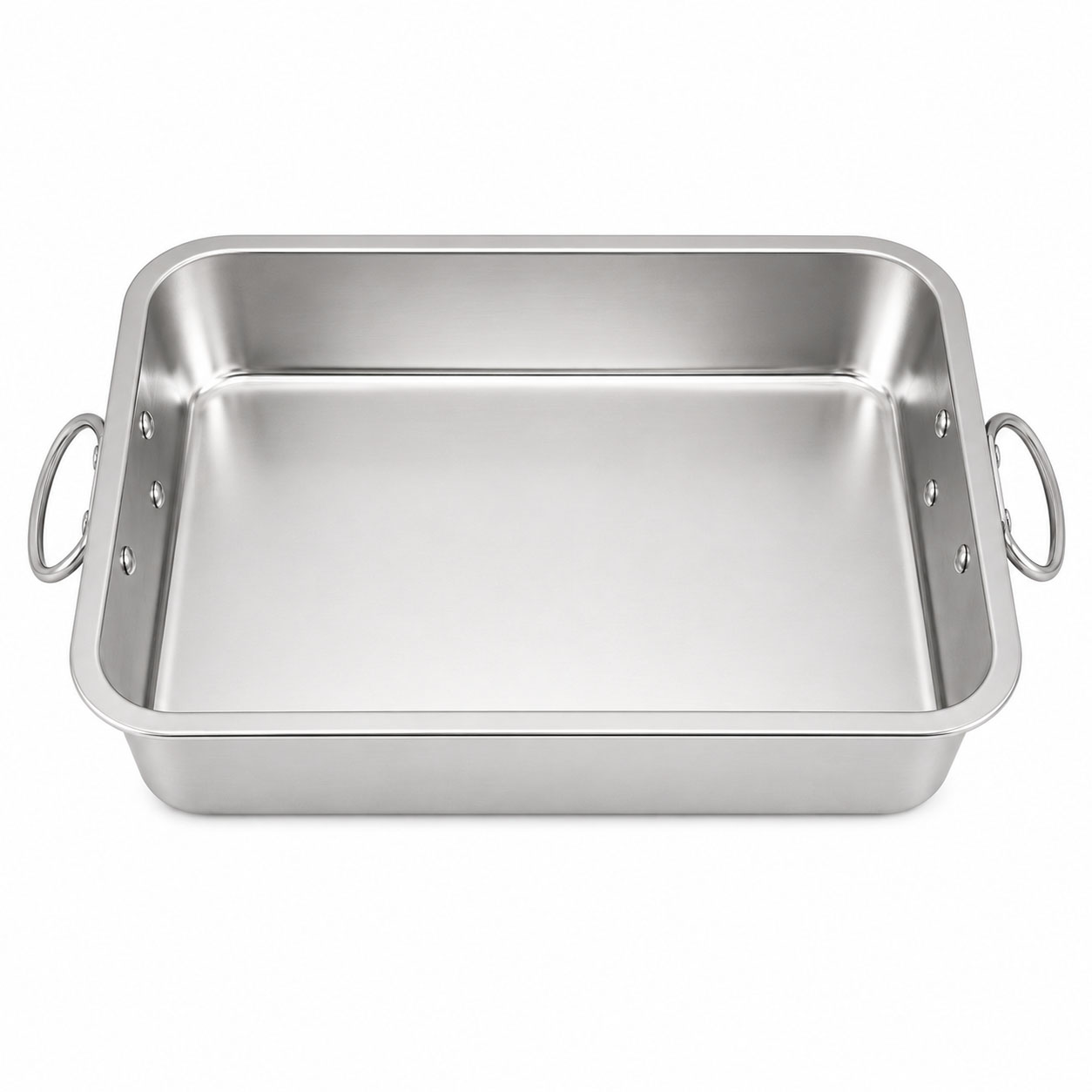 TEGLIA-ACCIAIO Teglia Rettangolare in Acciaio Inox H 7 cm con manici- Pirofila da Forno Resistente - immagine 1