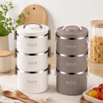Portavivande Termico a 3 Scomparti 2500 ml - Lunch Box con Manico - immagine 2