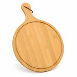 Tagliere Rotondo in Bambù per Pizza D.35x50 cm - Vassoio con Manico